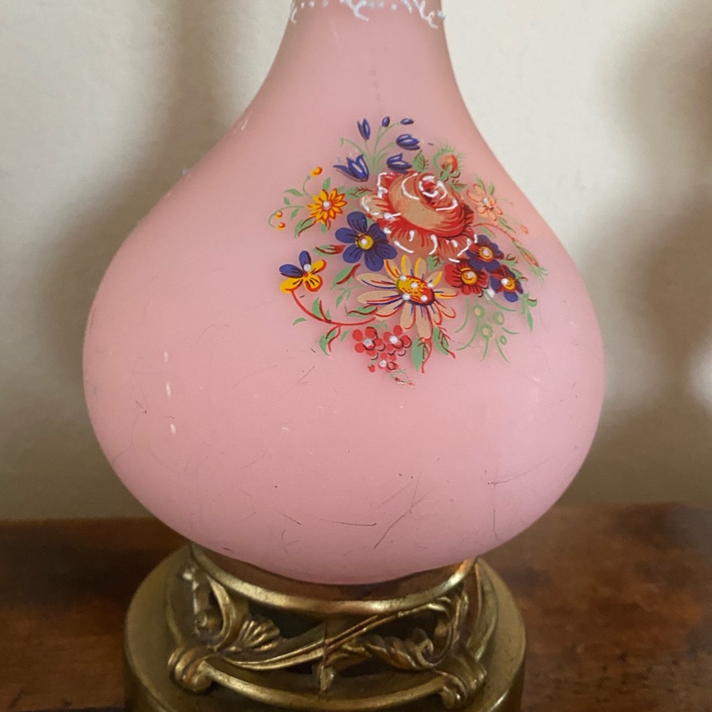 Vintage pink glass lamp